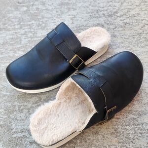 SHIBEVER Black Clogs For Women, Faux Fur Lining, Sz EU 44 US 12‎